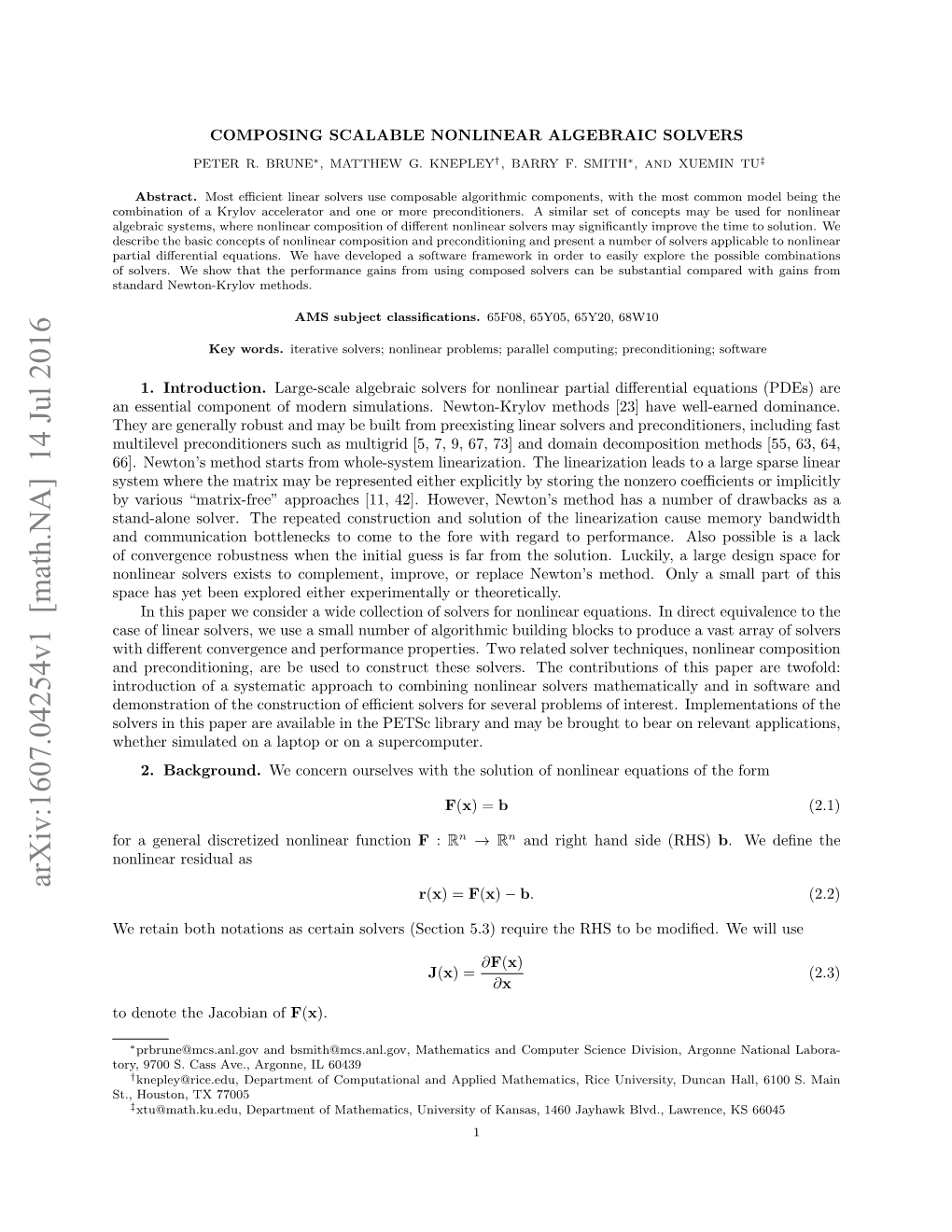 Composing Scalable Nonlinear Algebraic Solvers