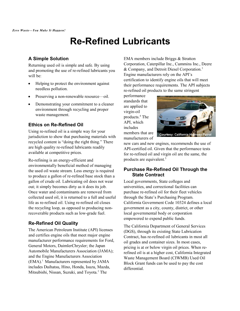 Re-Refined Lubricants