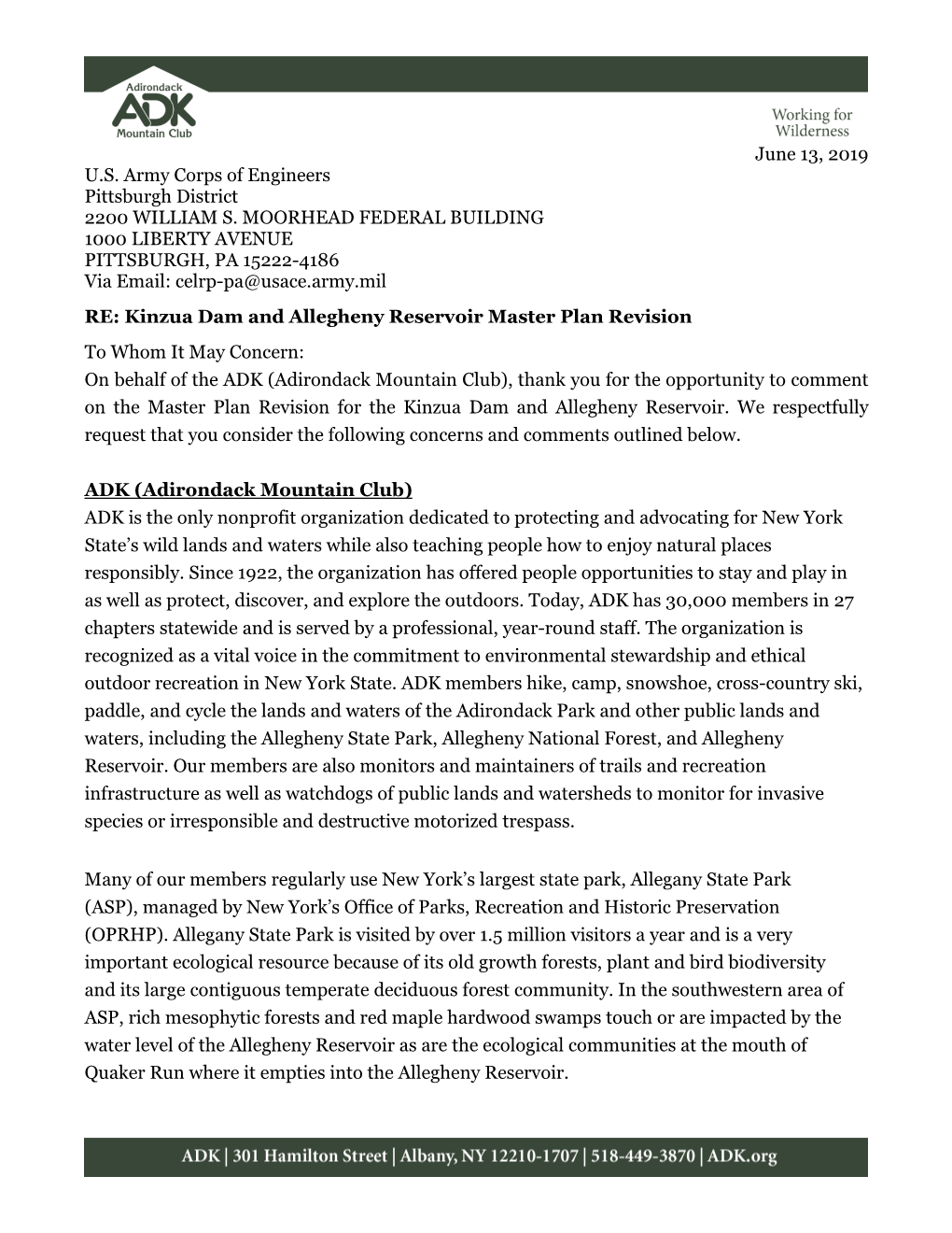 June 13, 2019 U.S. Army Corps of Engineers Pittsburgh District 2200 WILLIAM S