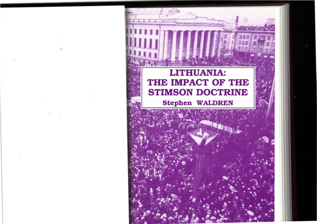 Lithuania:. the Impact of the Stimson Doctrine