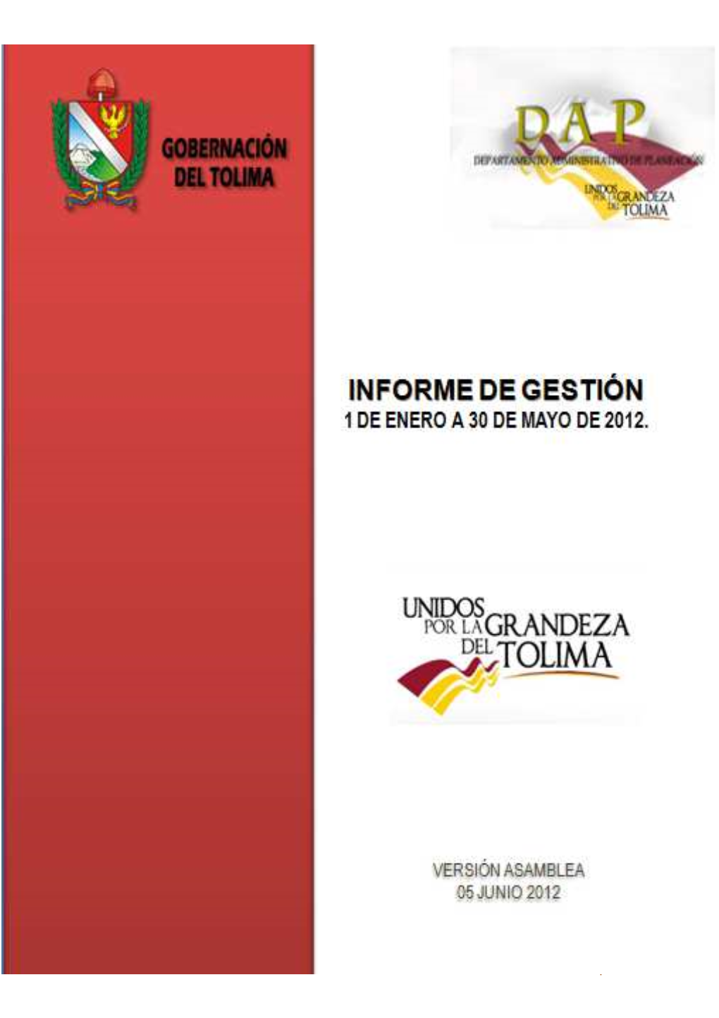 Informe De Gestión Enero Mayo Del Depto