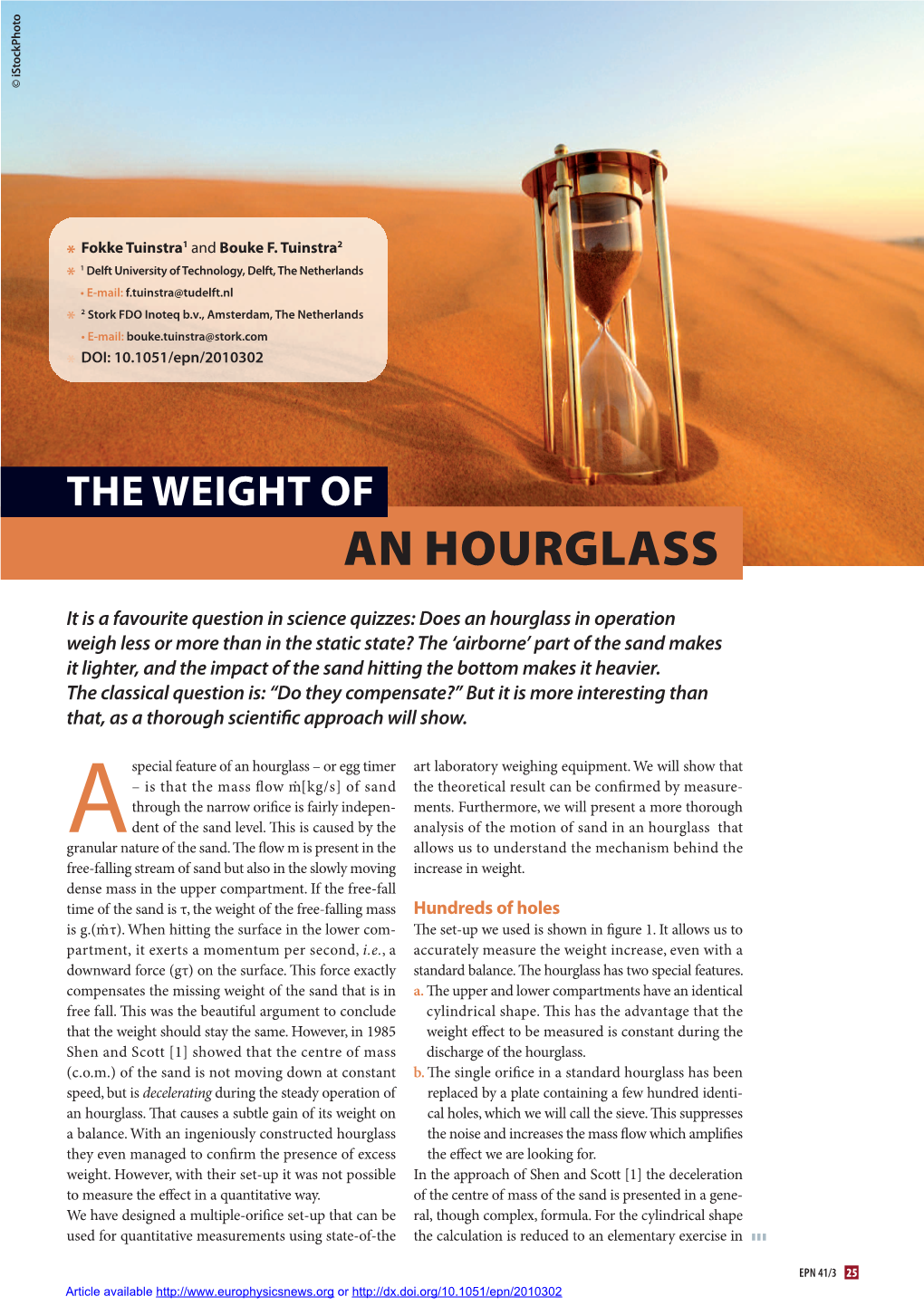 THE Weight of an Hourglass