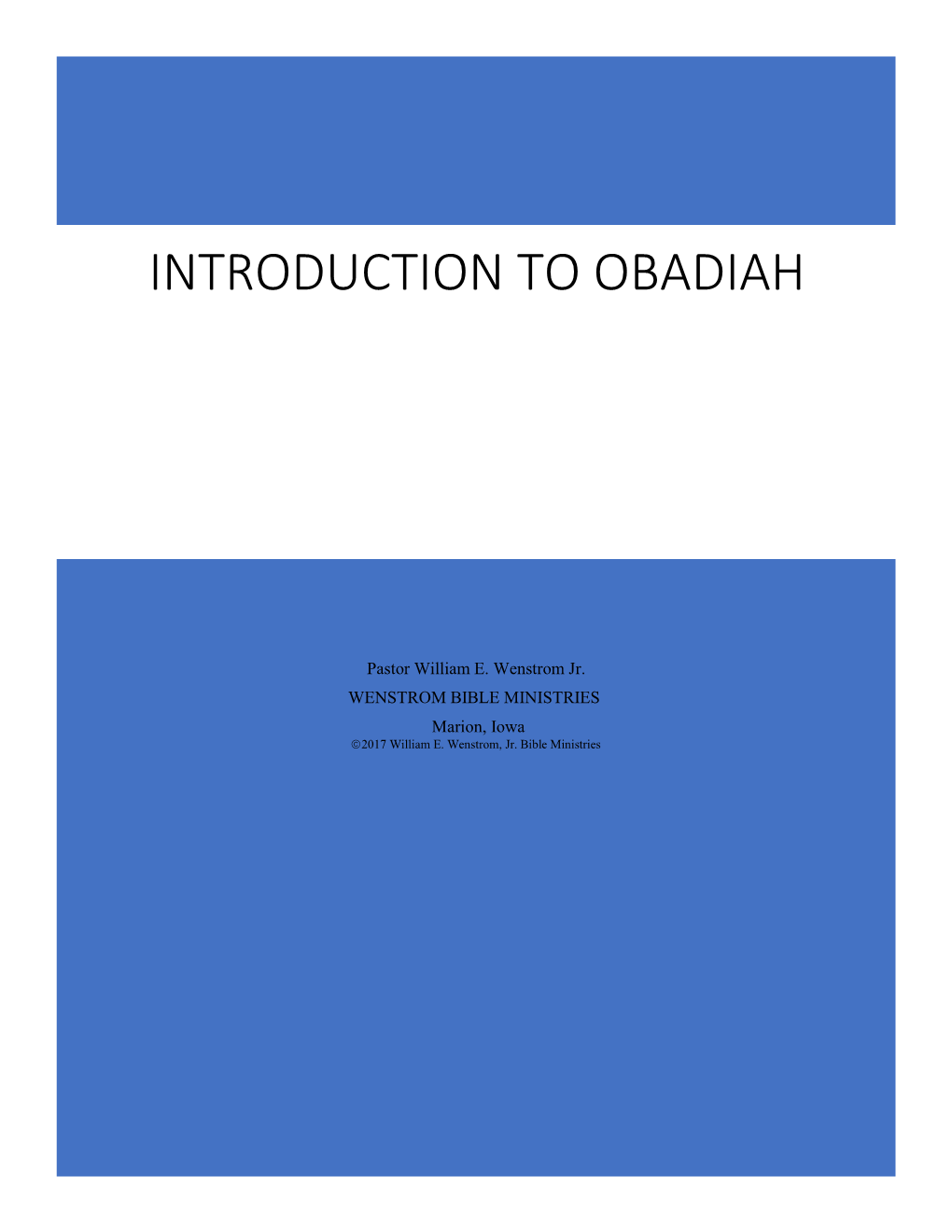 Introduction to Obadiah