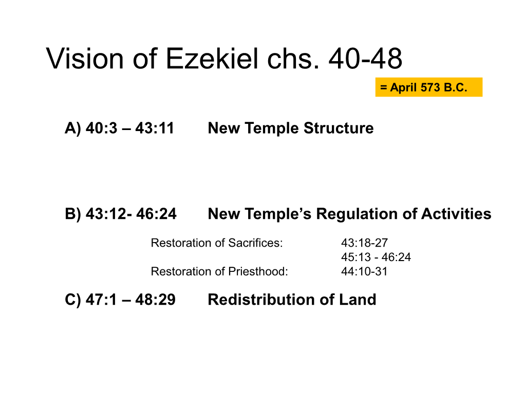 Vision of Ezekiel Chs. 40-48 = April 573 B.C