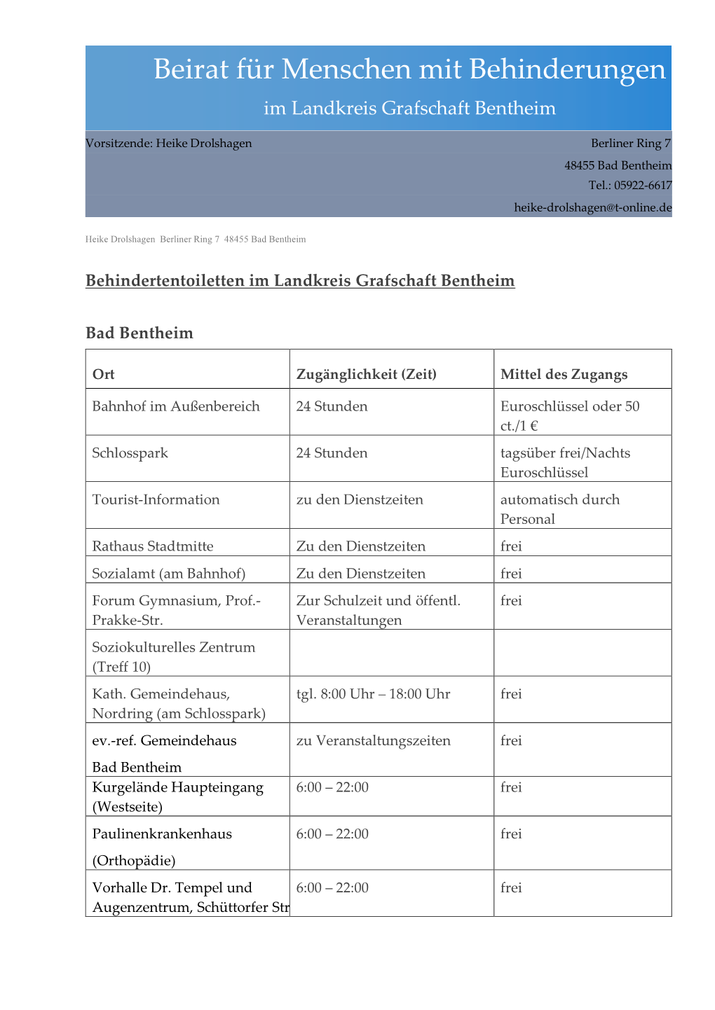 Beirat Für Menschen Mit Behinderungen Im Landkreis Grafschaft Bentheim