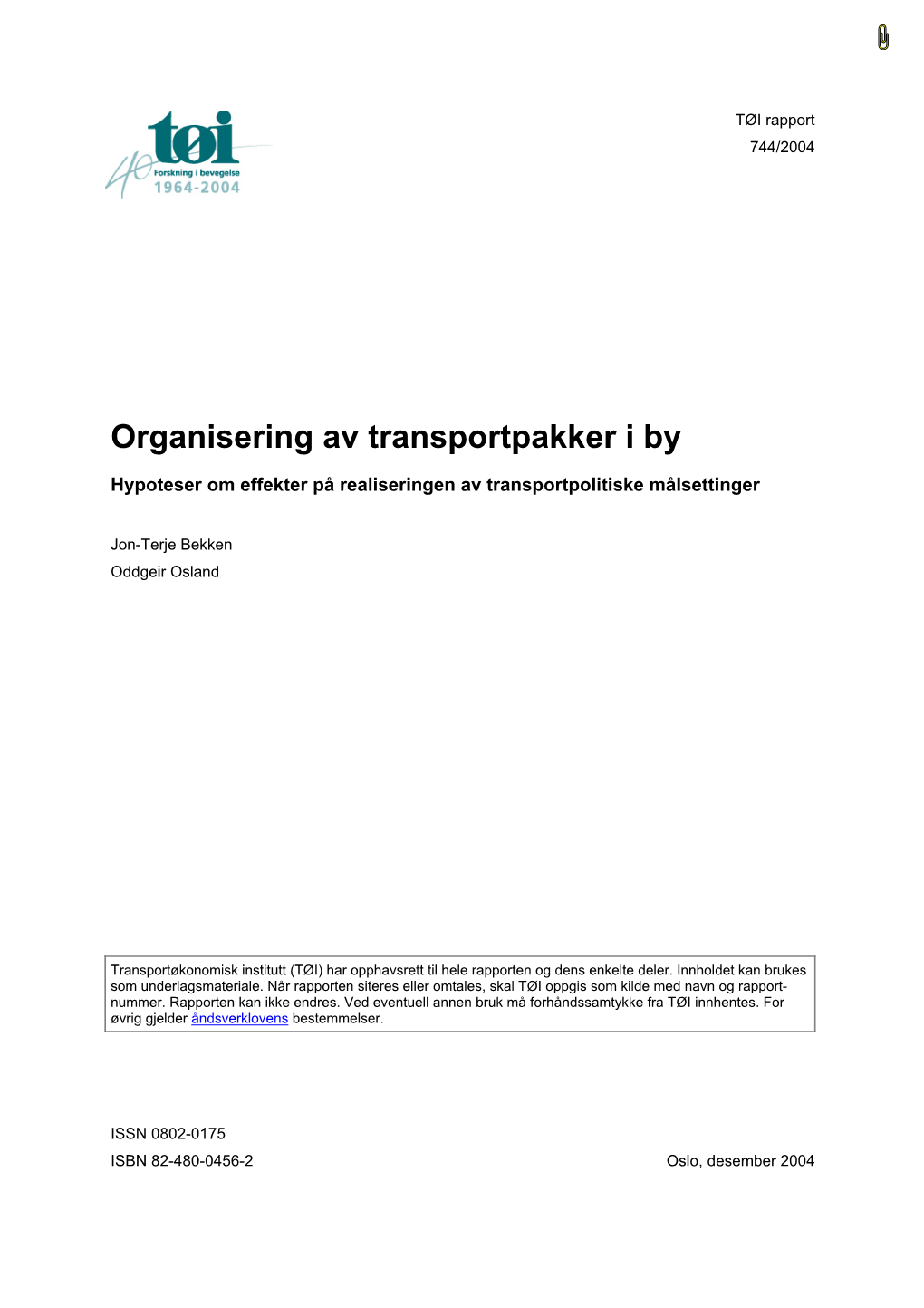 Organisering Av Transportpakker I By