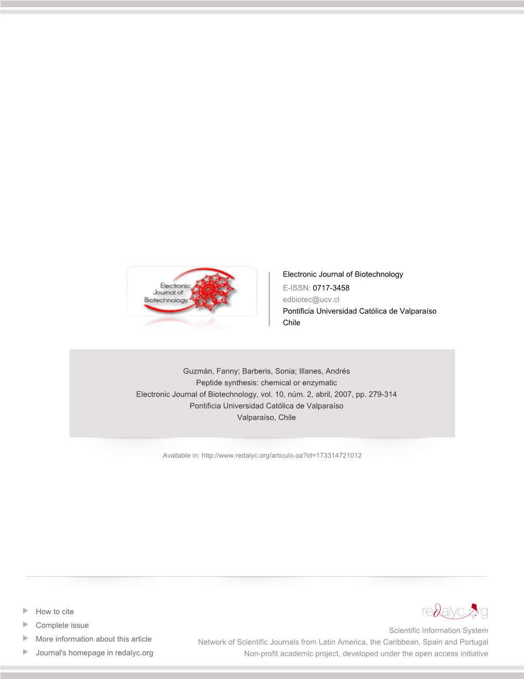 Redalyc.Peptide Synthesis: Chemical Or Enzymatic