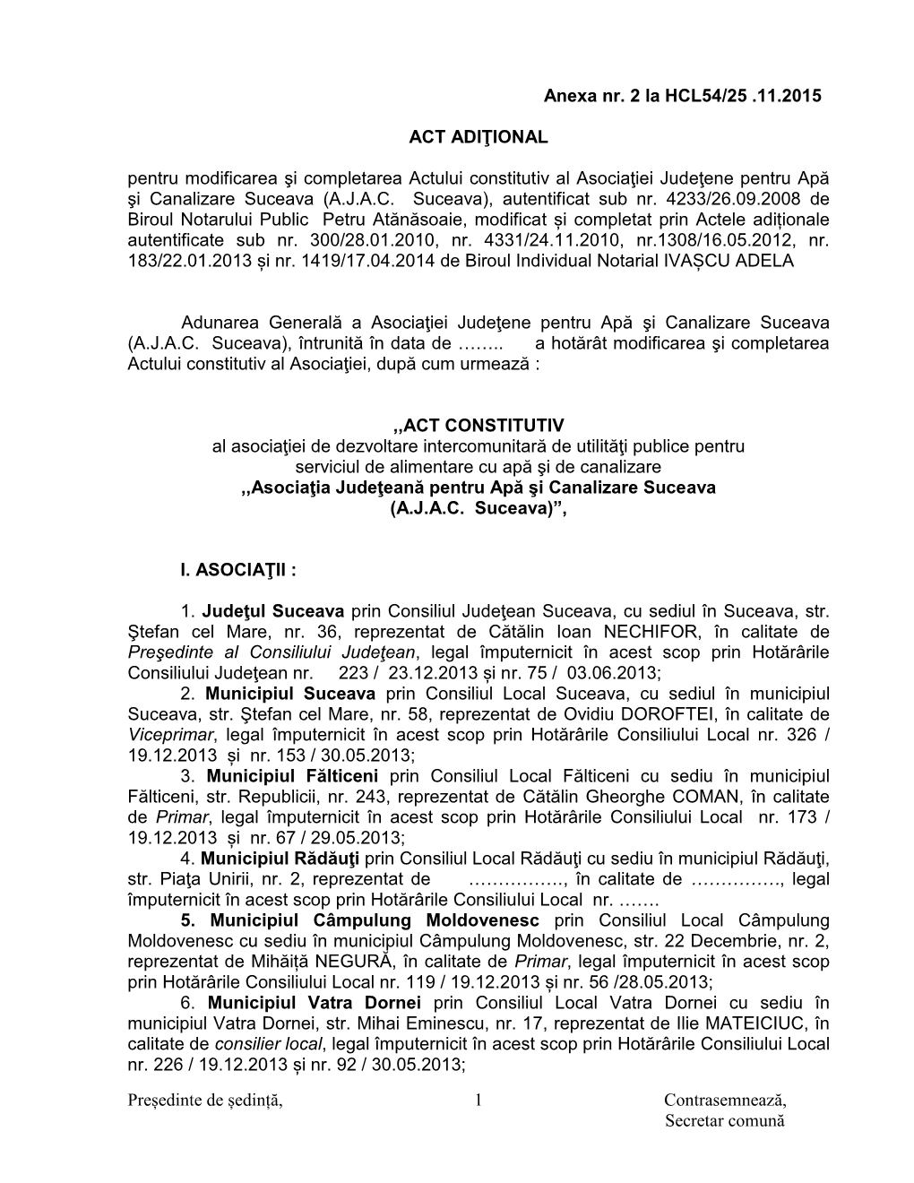 Președinte De Ședință, Contrasemnează, Secretar Comună