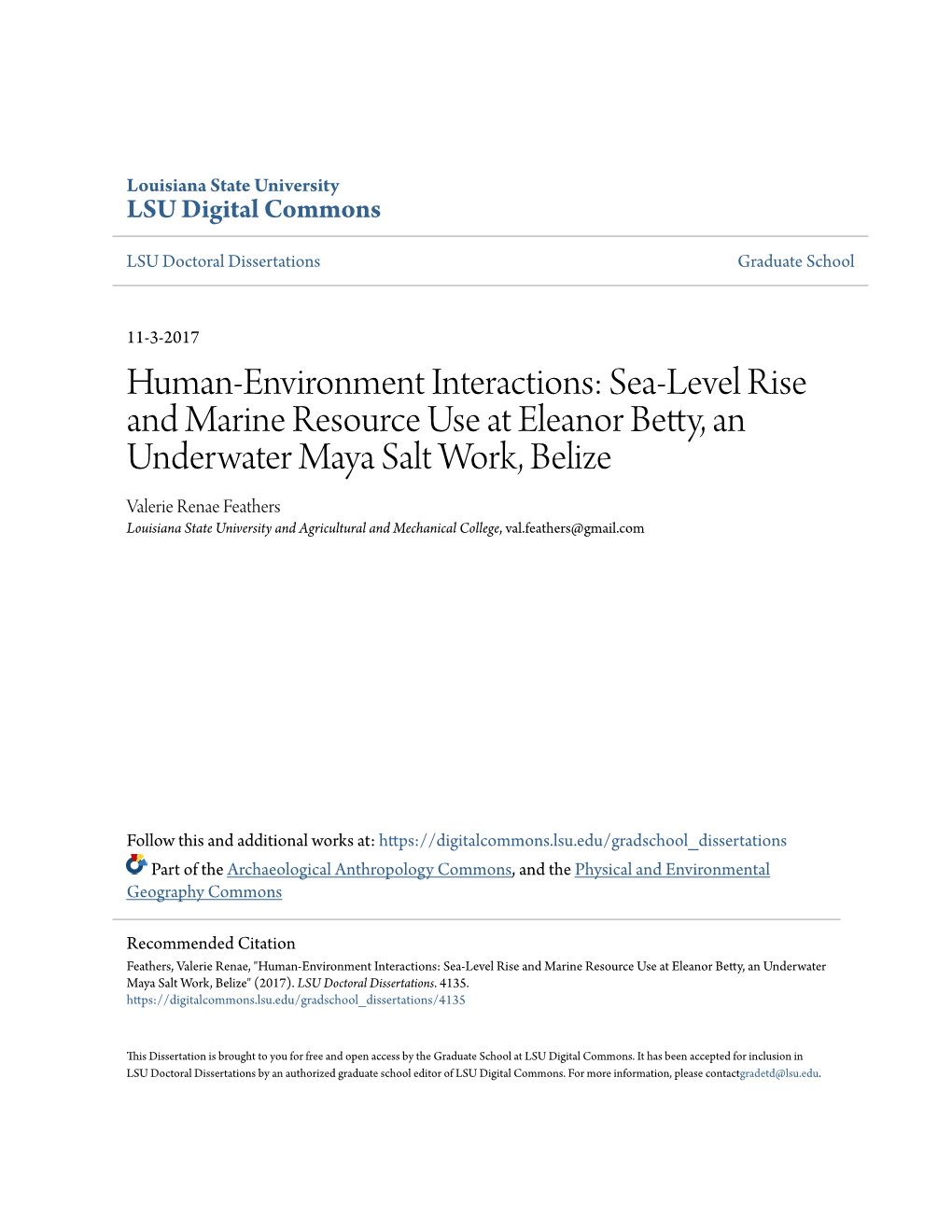 Human-Environment Interactions: Sea-Level Rise and Marine Resource