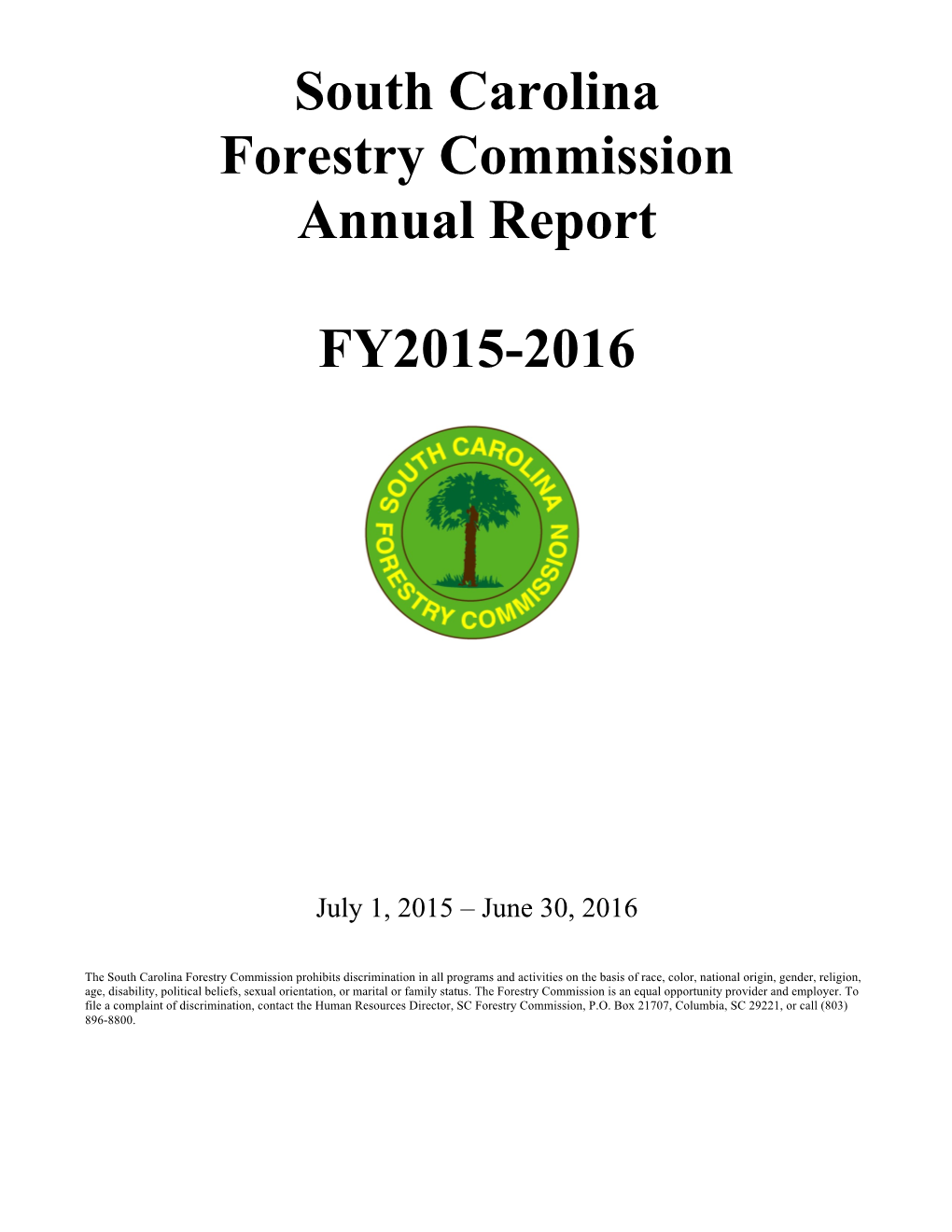 South Carolina Forestry Commission Annual Report FY2015-2016