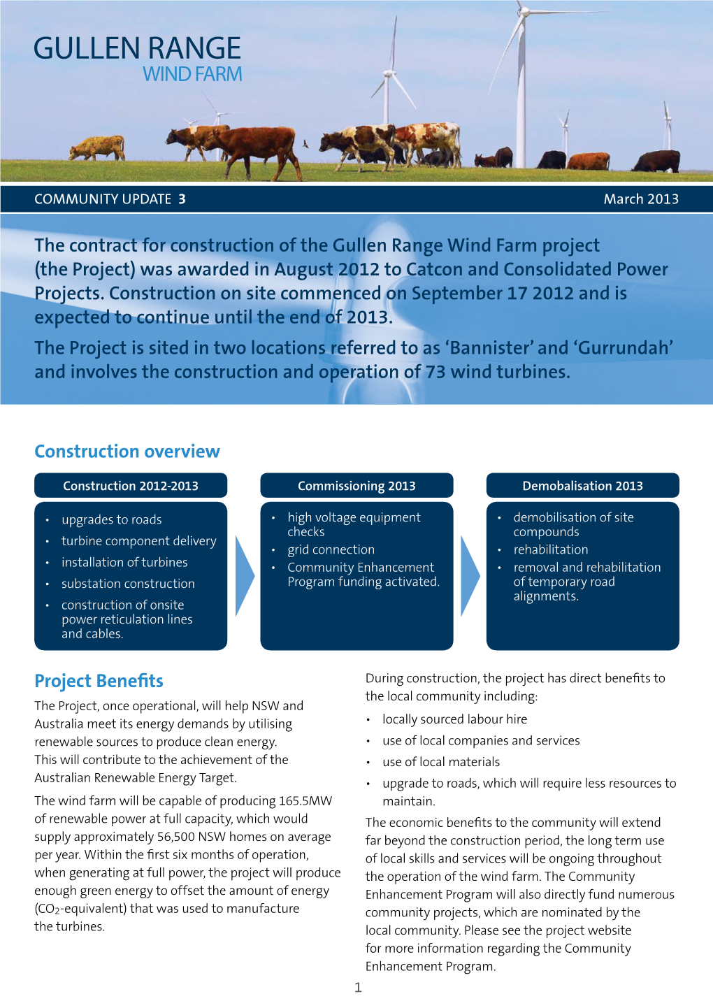 Cullen Range Wind Farm Update 3