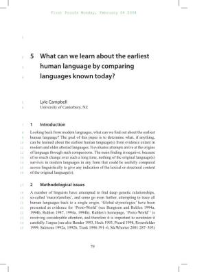5 What Can We Learn About the Earliest Human Language by Comparing