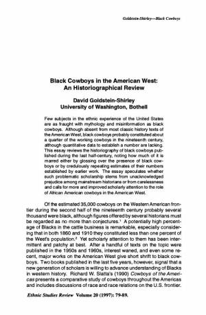 Black Cowboys in the American West: an Historiographical Review