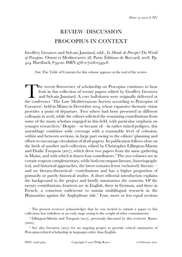 Review–Discussion Procopius in Context
