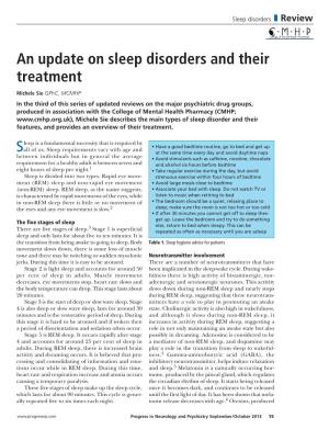 An Update on Sleep Disorders and Their Treatment