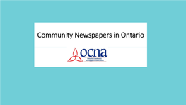 Community Newspapers in Ontario Purpose