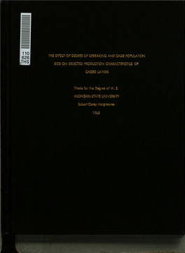 The Effect of Degree of Debeaking and Cage Population Size on Selected Production Characteristics Of