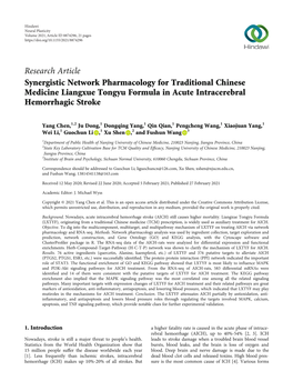 Synergistic Network Pharmacology for Traditional Chinese Medicine Liangxue Tongyu Formula in Acute Intracerebral Hemorrhagic Stroke