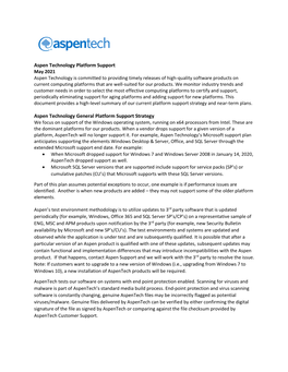 Aspen Technology Platform Support Aspen Technology General