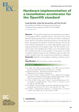 Hardware Implementation of a Tessellation Accelerator for the Openvg Standard