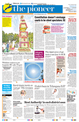 HYDERABAD, THURSDAY, JUNE 3, 2021; PAGES 12 `3 RNI No
