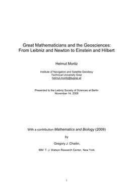 Great Mathematicians and the Geosciences: from Leibniz and Newton to Einstein and Hilbert