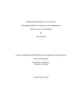 Production and Perception of Vowel Harmony