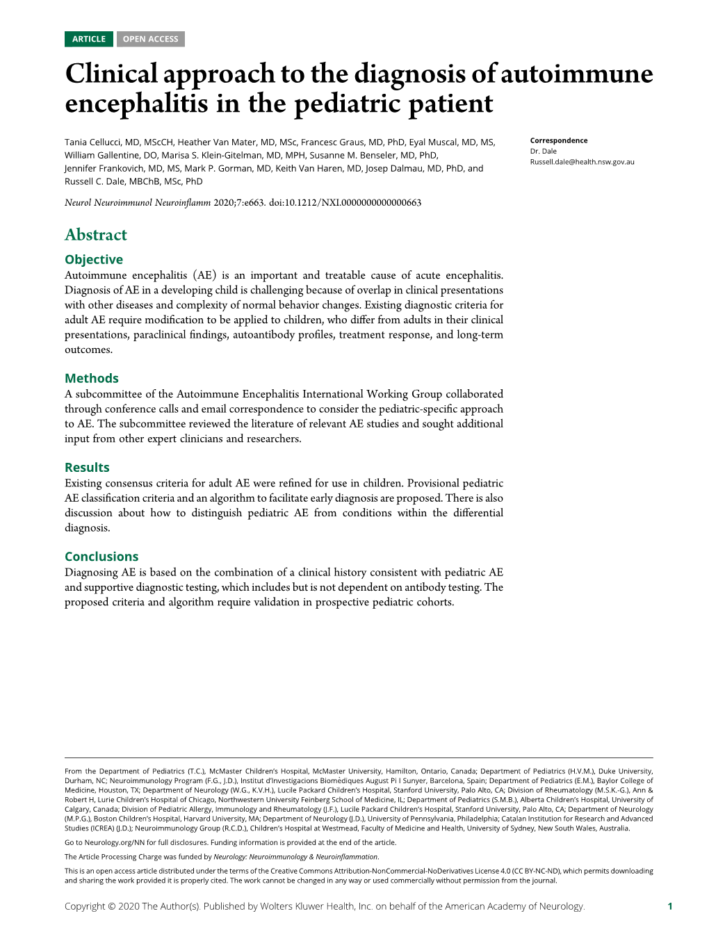 Clinical Approach to the Diagnosis of Autoimmune Encephalitis in the Pediatric Patient