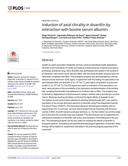 Induction of Axial Chirality in Divanillin by Interaction with Bovine Serum Albumin