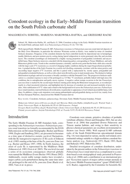 Conodont Ecology in the Early–Middle Frasnian Transition on the South Polish Carbonate Shelf