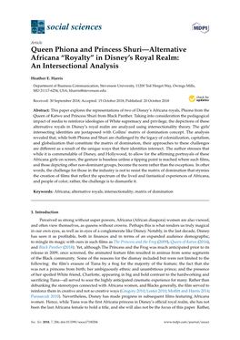 Queen Phiona and Princess Shuri—Alternative Africana “Royalty” in Disney’S Royal Realm: an Intersectional Analysis