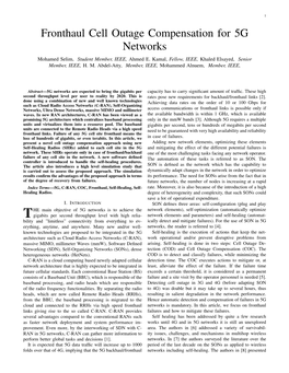 Fronthaul Cell Outage Compensation for 5G Networks Mohamed Selim, Student Member, IEEE, Ahmed E