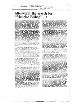 Afterword: the Search for "Maurice Bishop" 0)