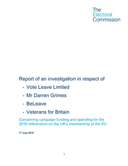 Report of an Investigation in Respect Of