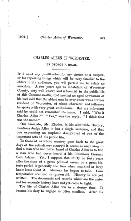 CHAELES ALLEN Or WOECESTEE. by GEORGE F