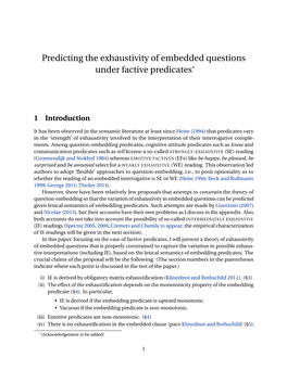 Predicting the Exhaustivity of Embedded Questions Under Factive Predicates*