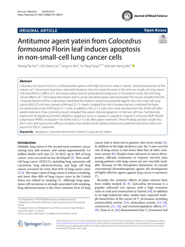 Antitumor Agent Yatein from Calocedrus Formosana Florin Leaf
