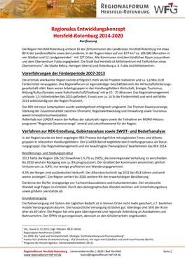 Regionales Entwicklungskonzept Hersfeld-Rotenburg 2014-2020 Kurzfassung
