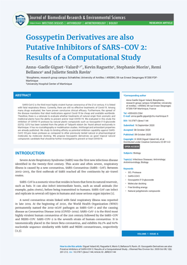 Gossypetin Derivatives Are Also Putative Inhibitors of SARS-COV 2: Results of a Computational Study