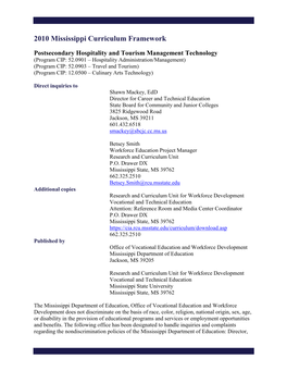 2010 Mississippi Curriculum Framework