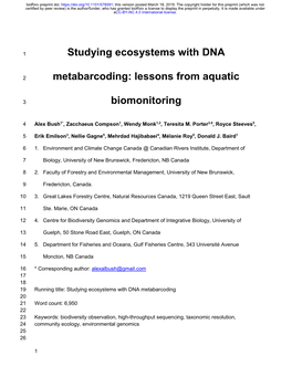 Studying Ecosystems with DNA Metabarcoding: Lessons From