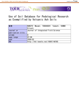 Use of Soil Database for Pedological Research As Exemplified by Volcanic Ash Soils