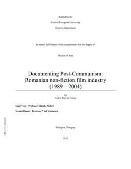 Romanian Non-Fiction Film Industry