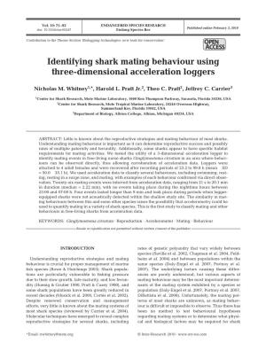 Identifying Shark Mating Behaviour Using Three-Dimensional Acceleration Loggers