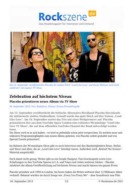 Zelebration Auf Höchstem Niveau Placebo Präentieren Neues Album Via TV Show