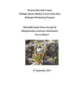 Delhi Sands Flowerloving Fly Survey Report 2016