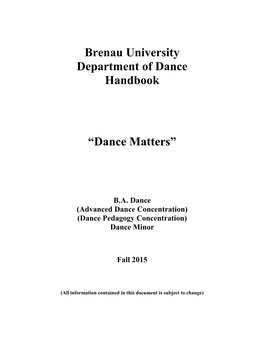 Brenau University Department of Dance Handbook