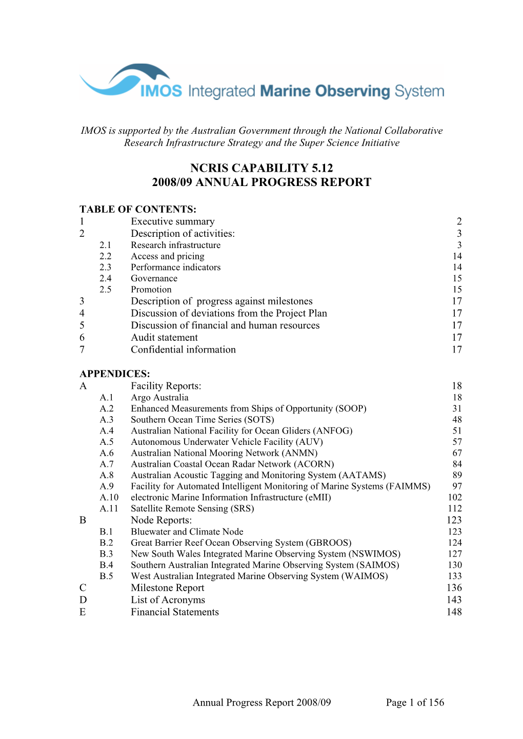 Ncris Capability 5.12 2008/09 Annual Progress Report