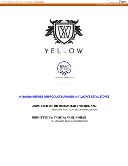 Internship Report on Product Planning in Yellow’S Retail Stores