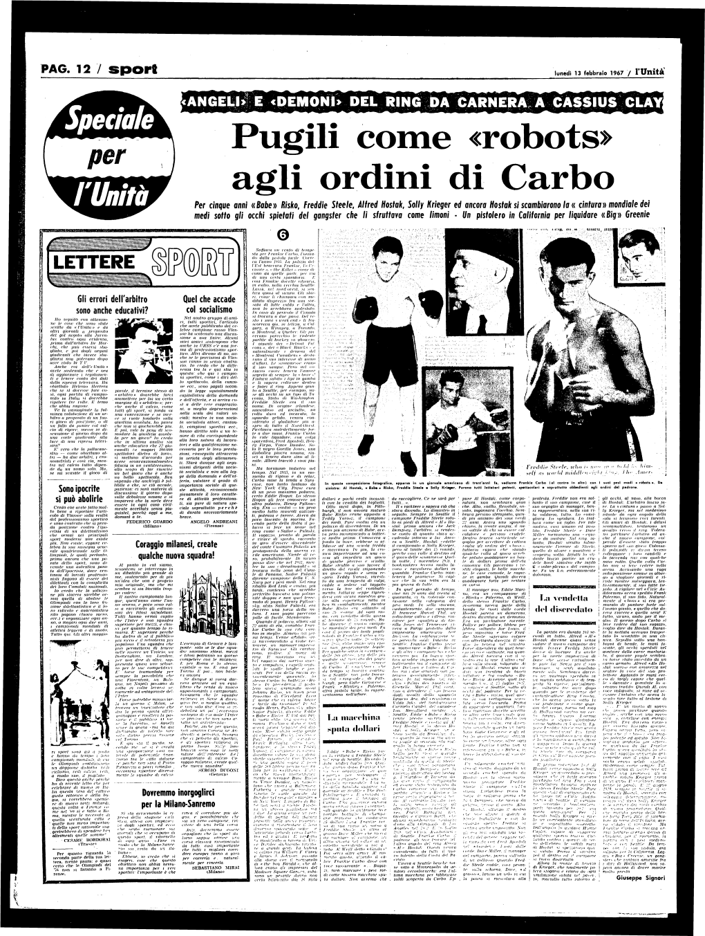 PAG. 12 / Sport Lunedi 13 Febbraio 1967 / 1'Unit A
